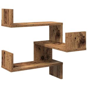 vidaXL Estanter&iacute;as pared esquina 2 uds madera envejecida 40x40x49,5 cm