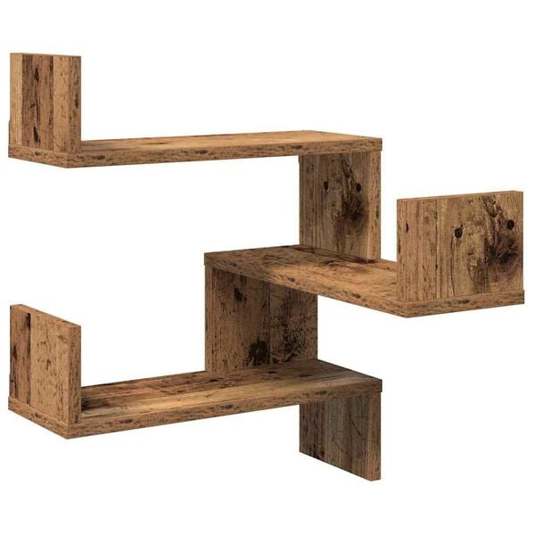 vidaXL Estanter&iacute;as pared esquina 2 uds madera envejecida 40x40x49,5 cm