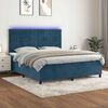 vidaXL Cama box spring colch&oacute;n y LED terciopelo azul oscuro 180x200 cm