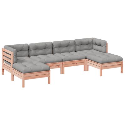 vidaXL Set de sofás jardín 6 pzas con cojines madera abeto Douglas