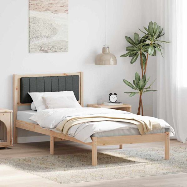 vidaXL Estructura de Cama con Cabecera Tapizada Gris oscuro