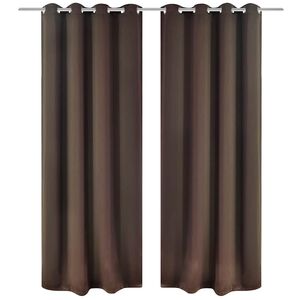 2 cortinas marrones oscuras con anillas blackout 135x245cm