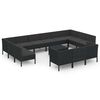 vidaXL Set de muebles de jard&iacute;n 14 pzas cojines rat&aacute;n sint&eacute;tico negro