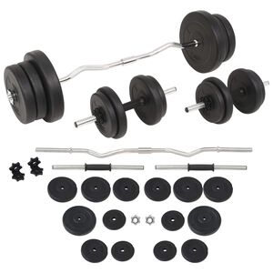 vidaXL Juego de pesas 60 kg barra y mancuernas