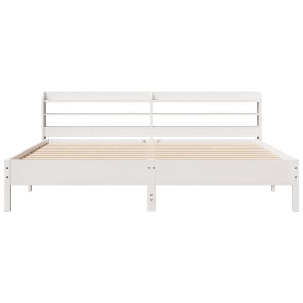 vidaXL Cama sin colch&oacute;n madera maciza de pino blanca 180x200 cm