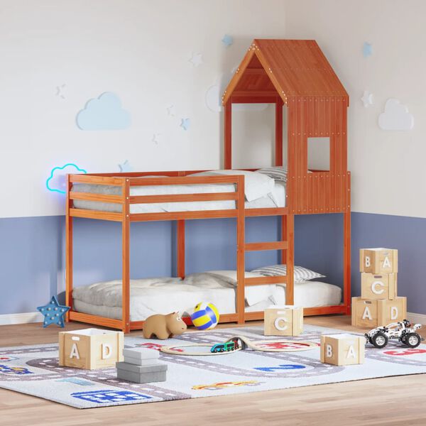 vidaXL Techo de cama infantil madera maciza pino marrón 60x99x139,5 cm