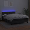 vidaXL Cama box spring colch&oacute;n y LED cuero sint&eacute;tico negro 140x200 cm
