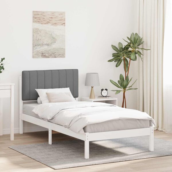 vidaXL Estructura de Cama con Cabecera Tapizada Gris Claro 90 x 190 cm