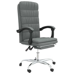 vidaXL Silla de oficina reclinable de tela gris oscuro