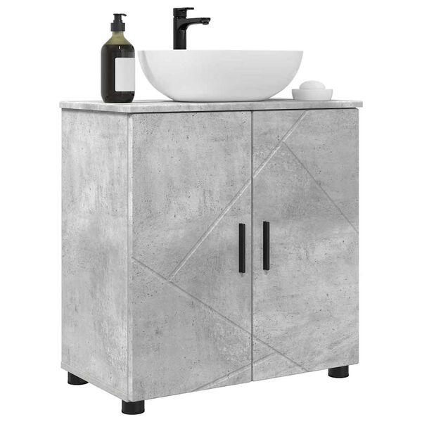 vidaXL Gabinete de Ba&ntilde;o con puerta Gris Concreto 61 x 35 x 64 cm
