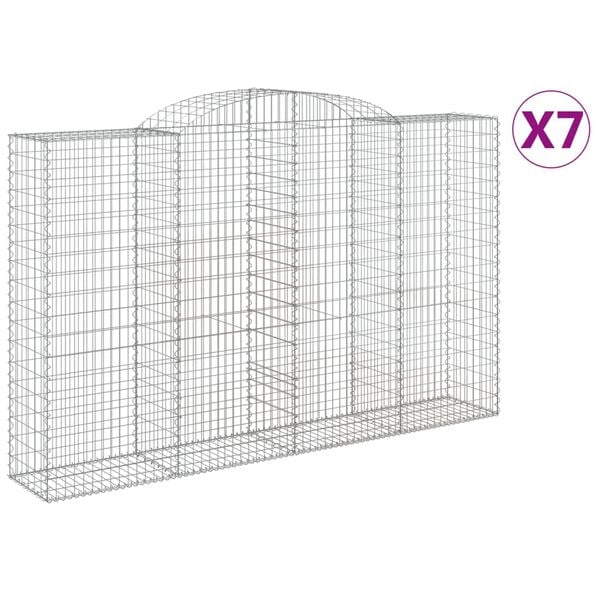 vidaXL Cestas de gaviones 7 uds forma de arco hierro 300x50x180/200 cm
