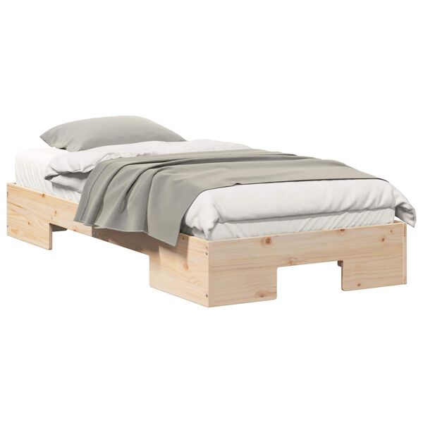 vidaXL Estructura de cama Marr&oacute;n 75 x 190 cm Madera maciza de pino