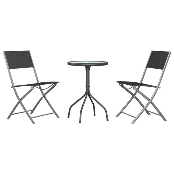 vidaXL Juego de comedor para jard&iacute;n 3 piezas acero negro
