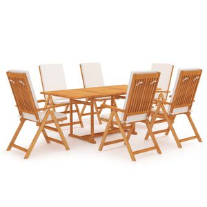 vidaXL Comedor de jard&iacute;n 7 piezas con cojines madera maciza de teca