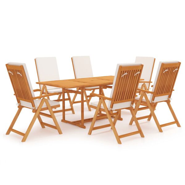 vidaXL Comedor de jard&iacute;n 7 piezas con cojines madera maciza de teca