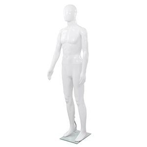 vidaXL Maniqu&iacute; de hombre completo base vidrio blanco brillante 185 cm