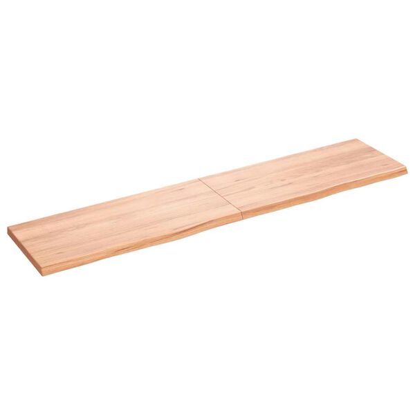 vidaXL Encimera ba&ntilde;o madera maciza tratada marr&oacute;n claro 180x40x(2-4)cm