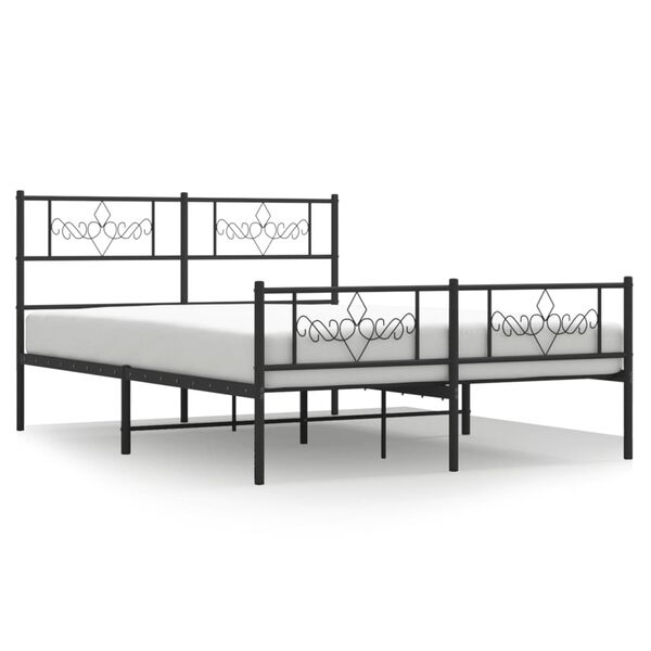 vidaXL Estructura cama sin colch&oacute;n con estribo metal negro 160x200 cm