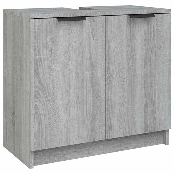 vidaXL Armario de ba&ntilde;o madera contrachapada gris Sonoma 64,5x33,5x59cm