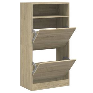 vidaXL Zapatero de madera de ingenier&iacute;a roble Sonoma 60x34x116 cm