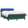 vidaXL Cama box spring con colch&oacute;n y LED terciopelo verde oscuro 160x210 cm