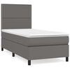 vidaXL Cama box spring con colch&oacute;n cuero sint&eacute;tico gris 90x190 cm