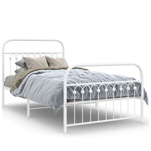 vidaXL Estructura cama sin colch&oacute;n con estribo metal blanco 100x200 cm