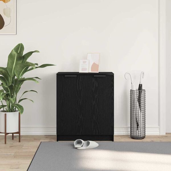 vidaXL Armario Zapatero con estante Roble Negro 59 x 35 x 70 cm