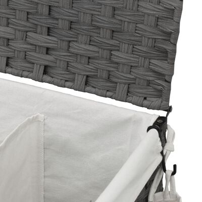 vidaXL Cesto para ropa sucia con ruedas ratán gris 60x35x60,5 cm