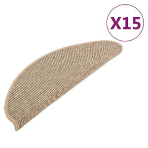 vidaXL Felpudos para escaleras 15 uds 65x21x4 cm Beige oscuro Semicircular Grande