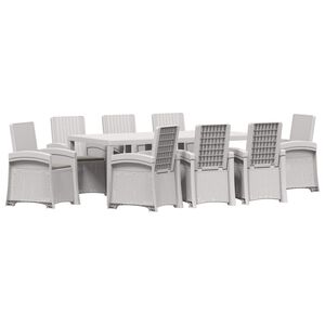 vidaXL Conjunto de Comedor de Jard&iacute;n 9 uds. Blanco y Gris Claro PP