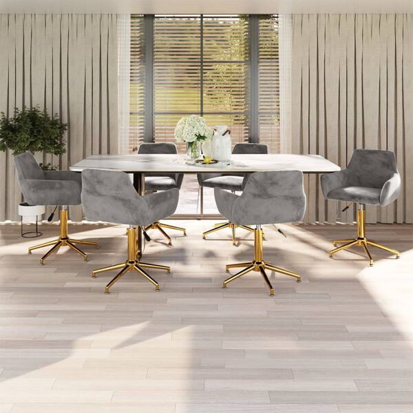 vidaXL Silla de comedor giratoria 6 uds terciopelo gris claro