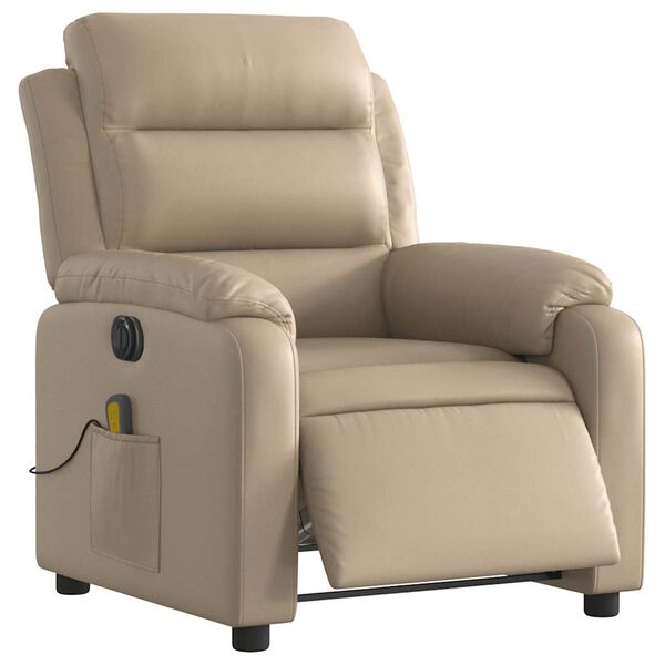 vidaXL Sill&oacute;n reclinable de masaje el&eacute;ctrico cuero sint&eacute;tico capuchino