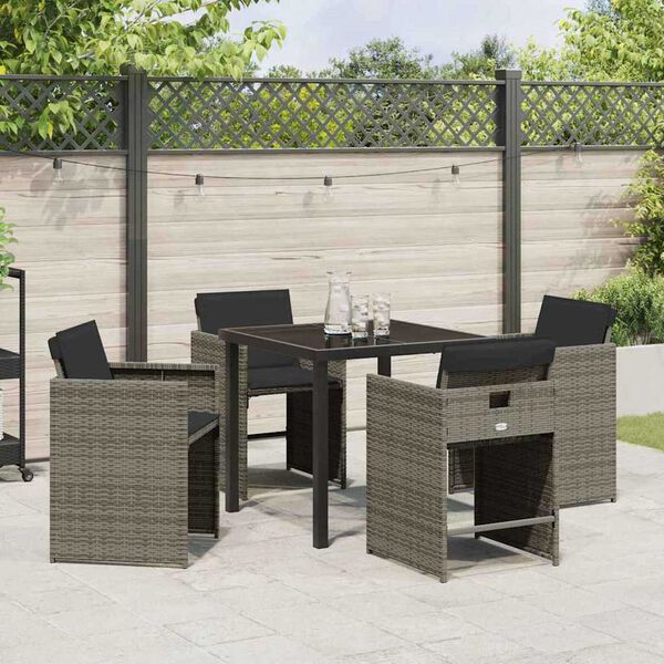 vidaXL Conjunto de Comedor de Jard&iacute;n 5 pcs Gris rat&aacute;n sint&eacute;tico