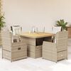 vidaXL Set comedor de jard&iacute;n 5 pzas con cojines rat&aacute;n sint&eacute;tico beige