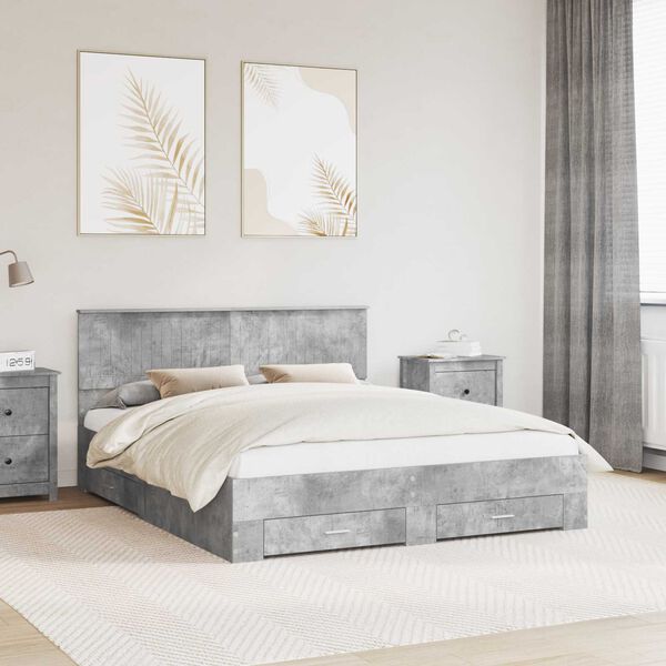 vidaXL Estructura de cama con cabecera Gris Concreto 160 x 200 cm