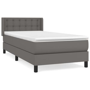 vidaXL Cama box spring con colch&oacute;n cuero sint&eacute;tico gris 90x190 cm