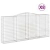 vidaXL Cestas de gaviones 8 uds forma de arco hierro 400x50x180/200 cm