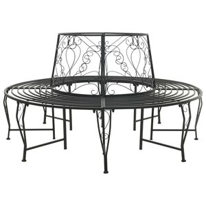 vidaXL Banco de &Aacute;rbol 8-N&uacute;mero de plazas &Oslash; 160 x 89 cm Acero Negro