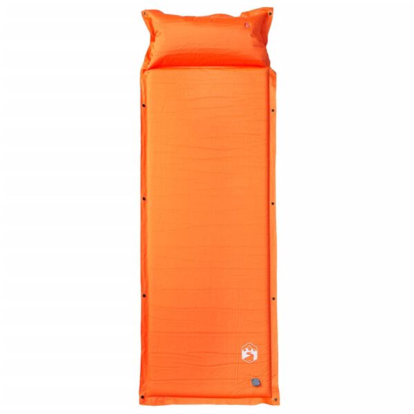 vidaXL Colch&oacute;n de camping autoinflable con almohada 1 persona naranja