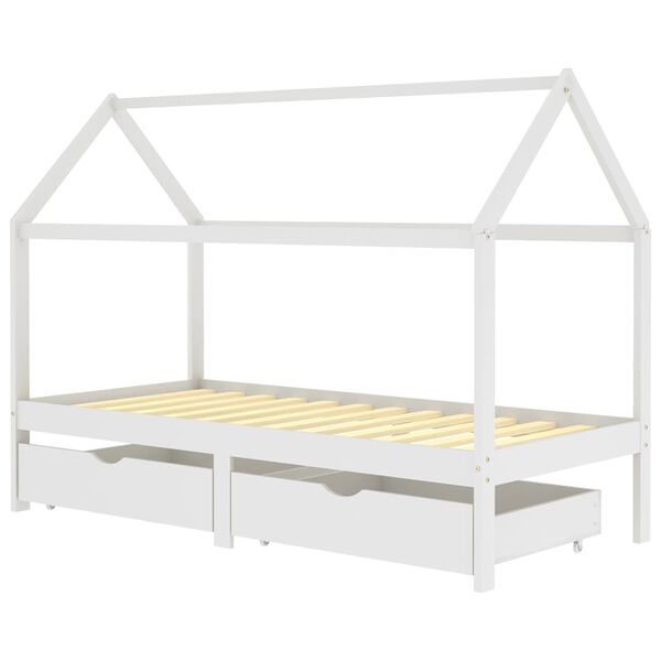 vidaXL Estructura de cama infantil cajones madera pino blanco 90x200cm