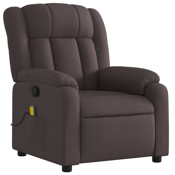 vidaXL Sill&oacute;n de masaje reclinable de tela marr&oacute;n oscuro