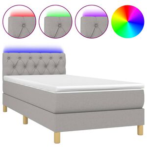 vidaXL Cama box spring con colch&oacute;n tela y LED gris claro 80x200 cm