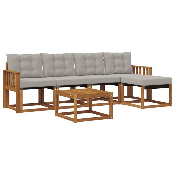 vidaXL Conjunto de sof&aacute;s de exterior 6 pcs Gris Natural y Claro