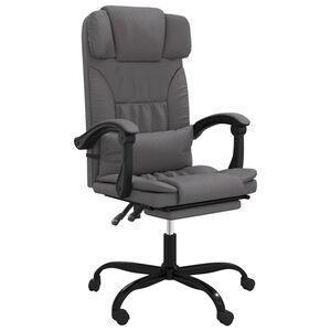 vidaXL Silla de oficina reclinable cuero sint&eacute;tico gris