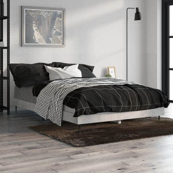 vidaXL Estructura de cama madera de ingeniería gris hormigón 120x190cm
