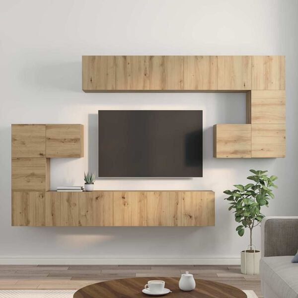 vidaXL Conjunto de mueble de TV 10 pcs Roble artesanal