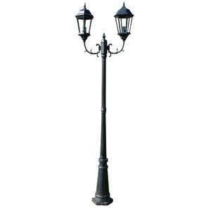 vidaXL Farola de jard&iacute;n 2 brazos 230 cm verde oscuro/negro aluminio