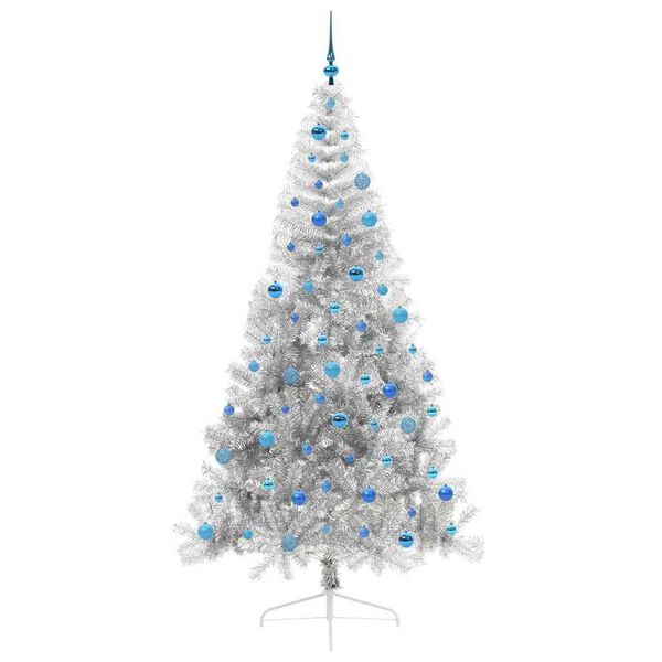 vidaXL Árbol de Navidad Artificial Preiluminado Plateado 240 cm PET