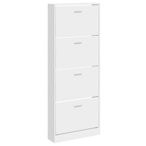vidaXL Zapatero madera contrachapada blanco brillo 59x17x150 cm